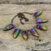 Regenbogen Sonnenquarz Druzy Halskette Elektrogeformte Kupfer Halskette Verstellbare Kette Halskette Handgefertigter elektrogeformter Schmuck Edelstein Halskette
