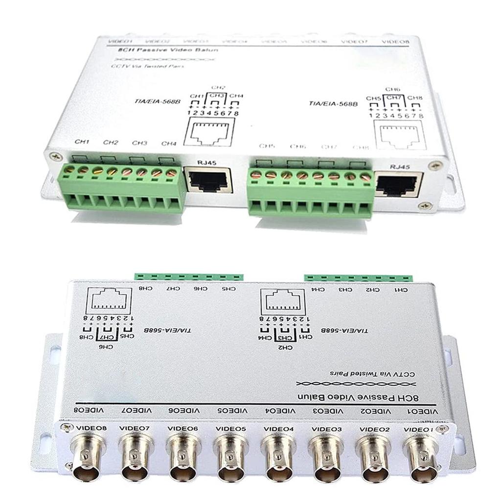 8-CH UTP 720P/1080P HD Passive Video Balun Transceiver,BNC To Cat5/5E/6 RJ45(T568B)UTP Cable Converter Video Transmitter