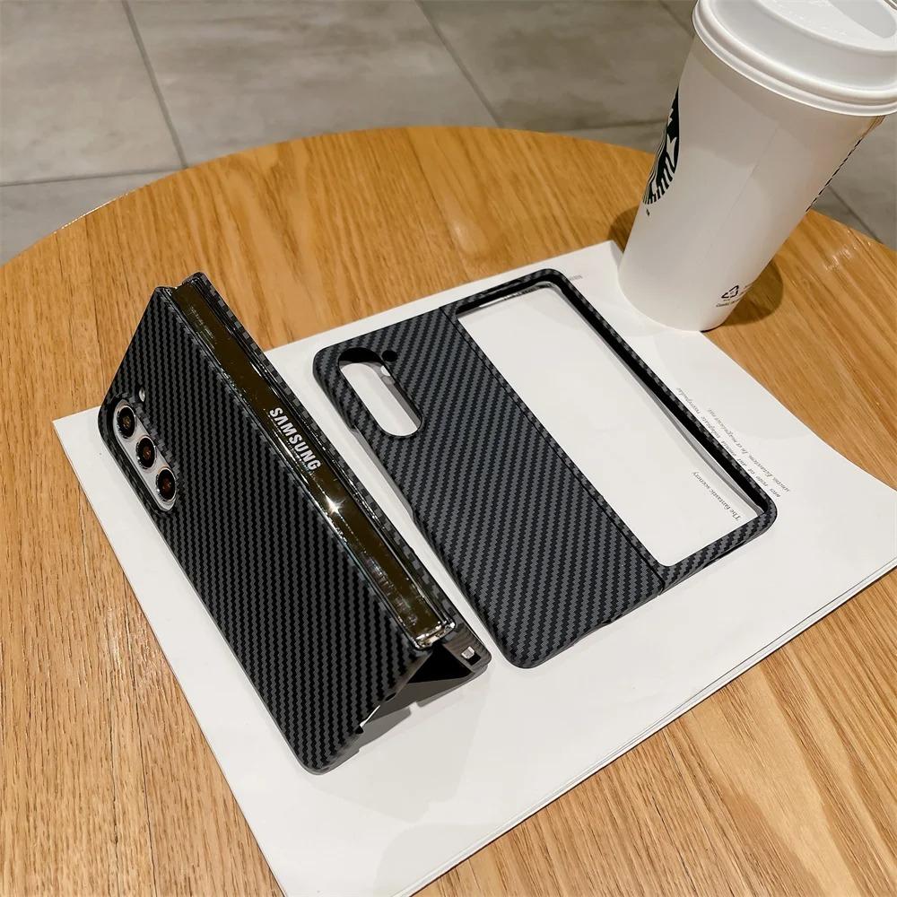 High Quality Carbon Fiber Texture Phone Case for Original Samsung Galaxy Z Fold 7 6 5 4 3 Shockproof Women Men Protection Cover