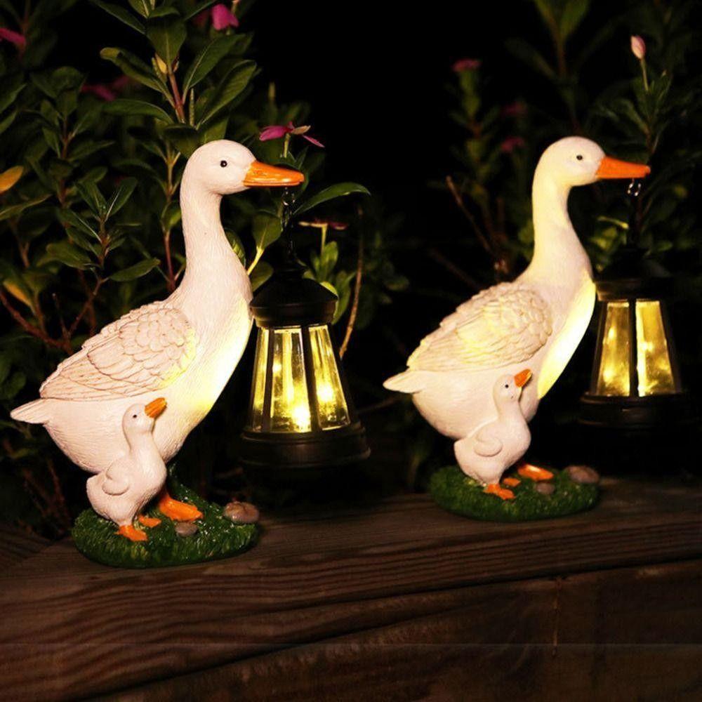 Resin Solar Duck Sculpture LED Warm Light Solar Lamp Garden Stake Light Super Bright Energy Saving Animal Figurine Outdoor