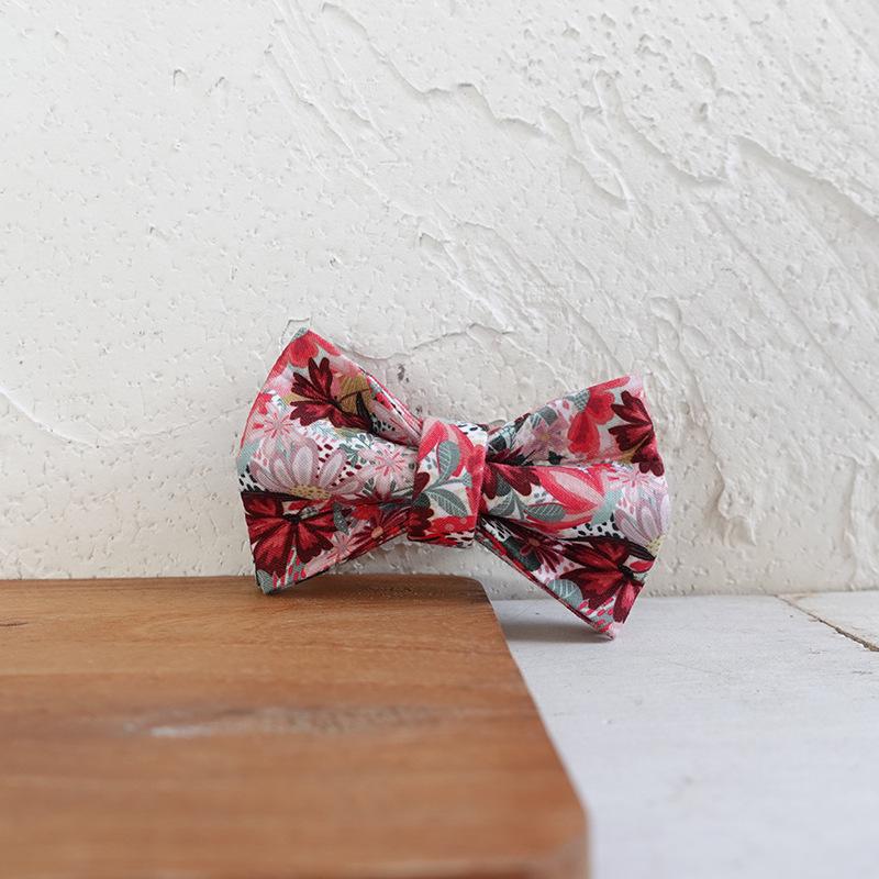 MUTTCO Stylish Red Flower Cat Collar with Gold Buckle - Soft & Comfortable UCC-131B