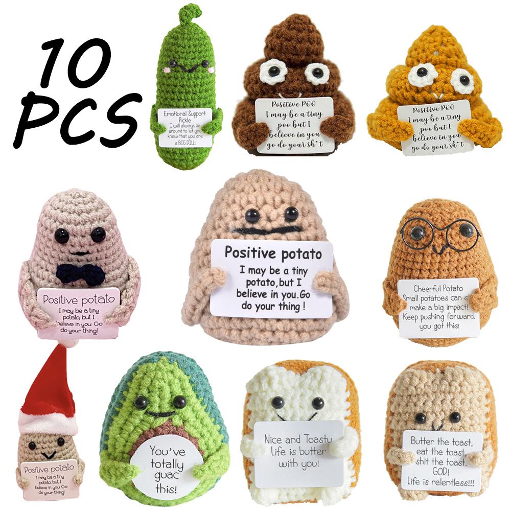10PCS Positive Cute Potatoes Home Room Decor Mini Handmade Plush Ornament Knitting Wool Yarn Doll Birthday Gifts Room Decoration