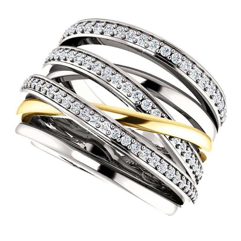 Creative Multi-Line Winding Multi-Row Inlaid Zircon Ring, Trendy Ring Trendy Ring