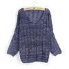 Cardigan a Maglia Larga Svuotato Scollo a V Monocolore Autunno Cappotto Sottile Pullover da Donna Maniche a Raglan