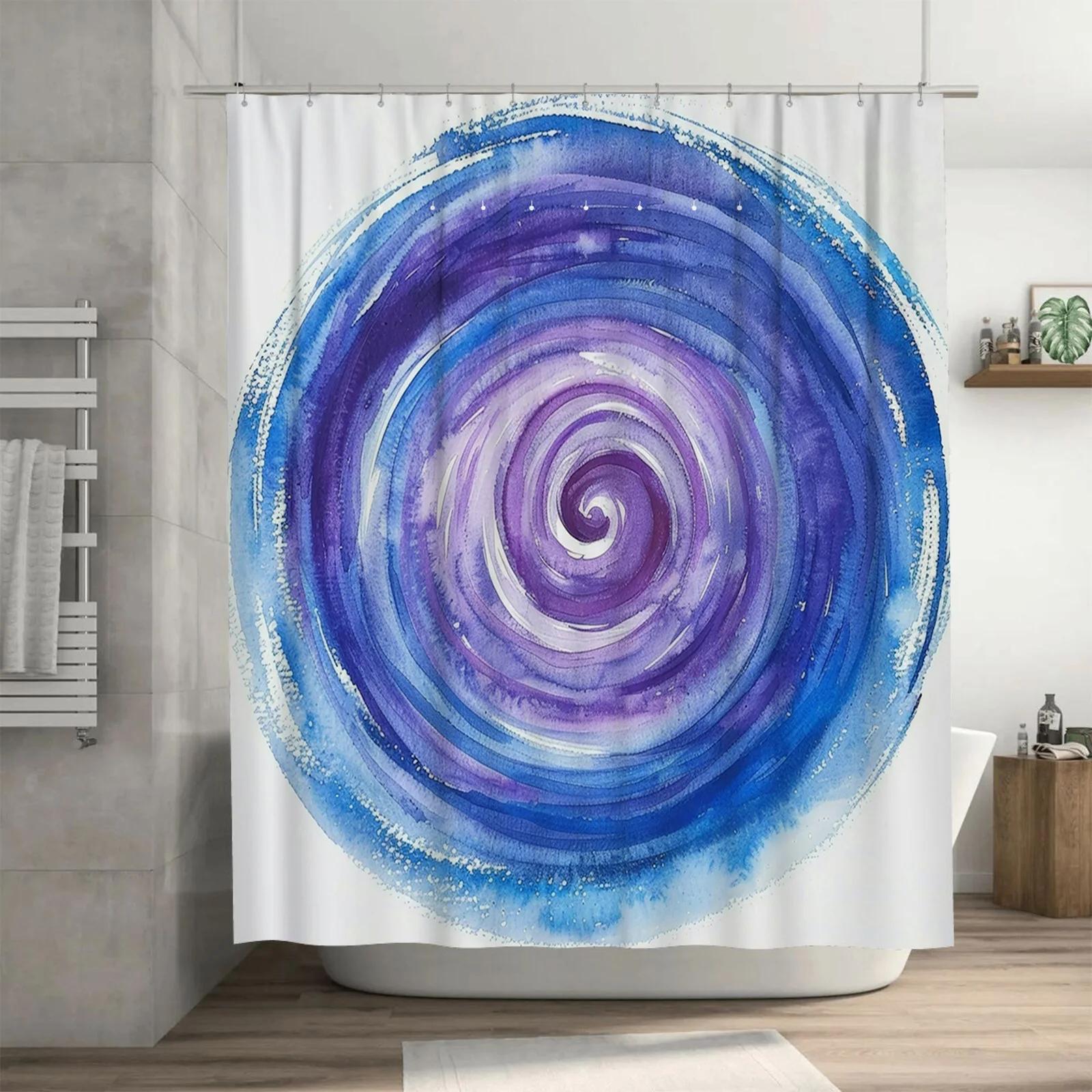 

Watercolor Spiral Artistic Waterproof Shower Curtain - Creative Design for Bathroom, Adds Unique Calmness and Elegant Style W90xH180cm
