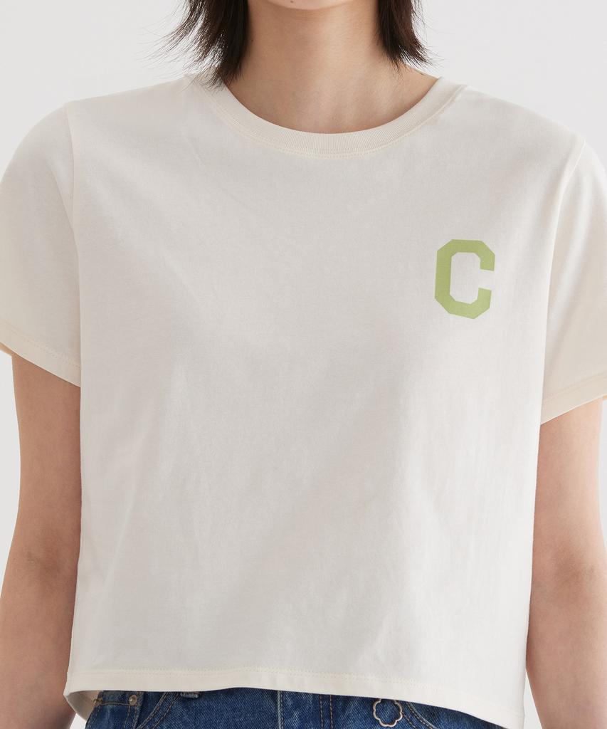 COVERNAT (W) C Logo Crop T-Shirt Ivory