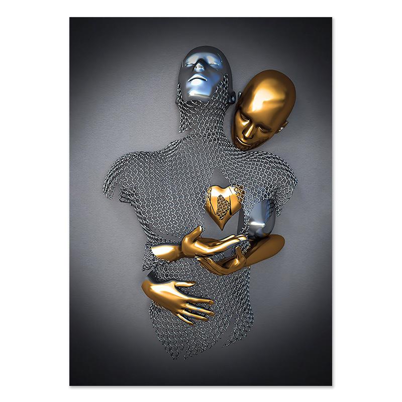 

Металлическая Фигура Статуя Романтическое Настенное Искусство Абстрактная Картина на Холсте Любители Скульптуры Плакаты Печатает Картины Гостиная Домашний Декор 40X50cm No Frame