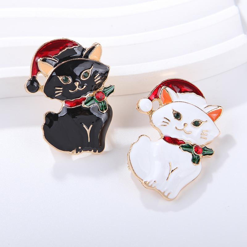 Christmas Vintage Animal Cute Cat Brooches Pins Women Coat Clothing Badges Jewelry Accessries