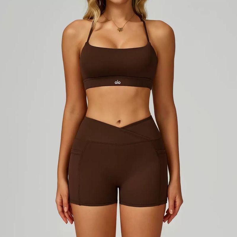 European and American Oiob Yoga Clothes Set Cross Sling Quick-Drying Bra Underwear Summer High Waist Buttock Lifting Sports Short Shorts