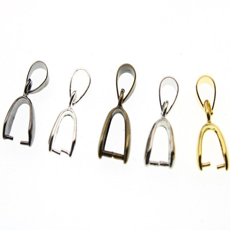 20Pcs Copper Gold Silver Plated Pendant Pinch Bail Clasps Necklace Hooks Clips Connector For DIY Jewelry Making Findings