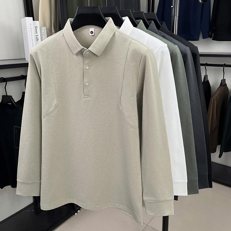 Korean Style Men's Quick-Dry Polo Shirt – Sporty, Breathable, Business Casual, Long Sleeve Lapel Design