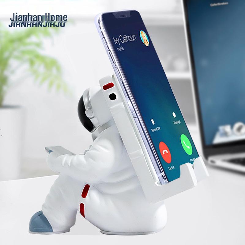 Cartoon Astronaut Telefoonhouder: Creatief Hars Ornament & Tabletstandaard voor Bureau