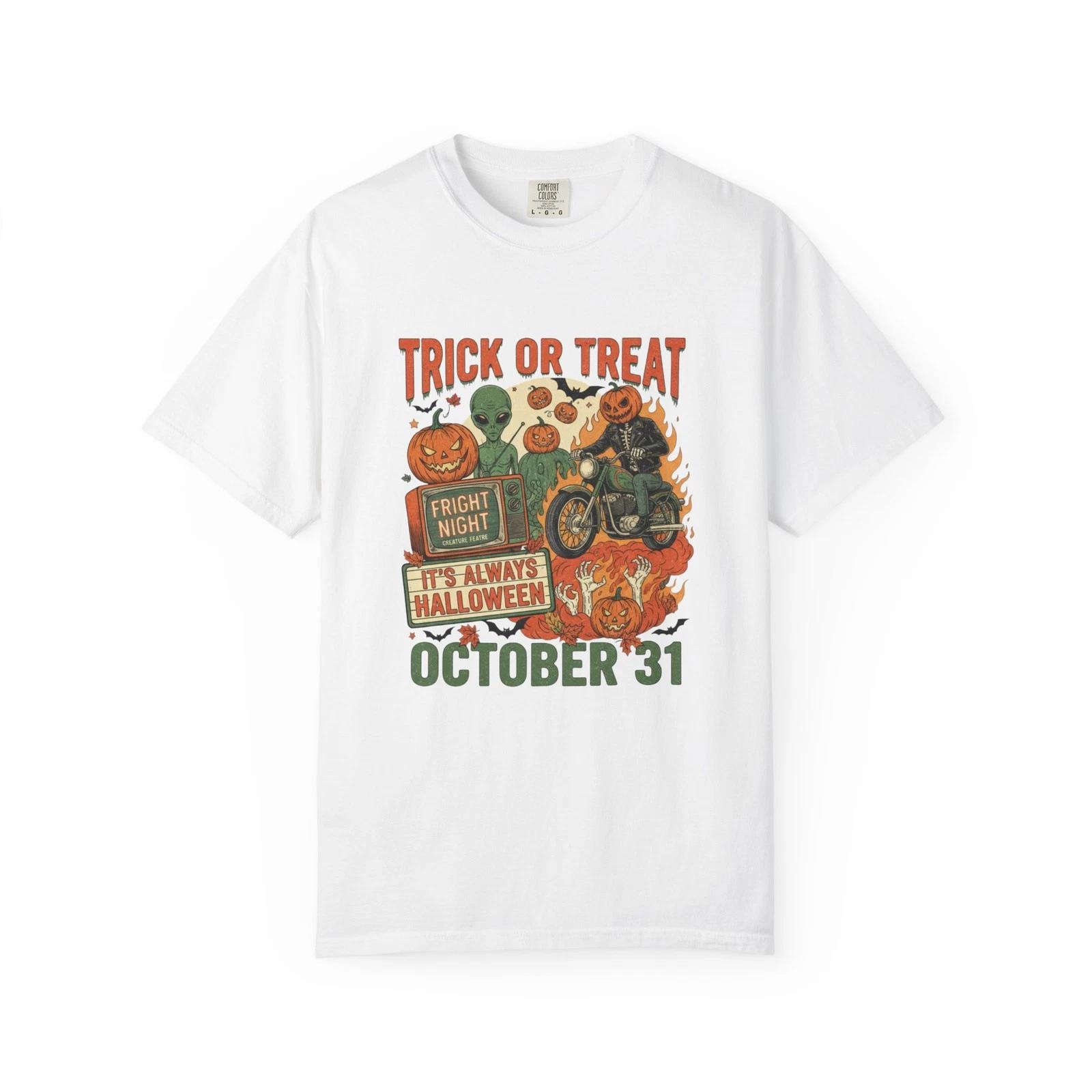 Halloween T, Spooky Shirt, October Graphic Tee, Pumpkin Design, Trick or Treat S