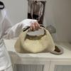 Raffia Straw Woven Clutch Purse Hobo Dumpling Women Handbag Summer Beach Grass Braided Solid Color Evening Bag KTB