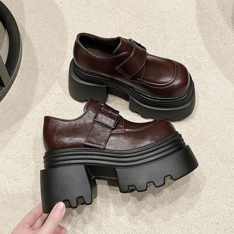 Coarse-leather Women's New Style Versatile Height-increasing Shoes