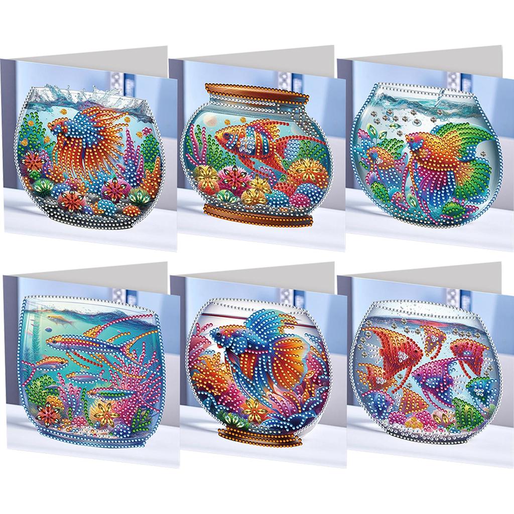 6Pcs Christmas Series DIY Diamond Painting Card Diamond Drawing Card Diamond Daily Wish Card for Family Friends Gift