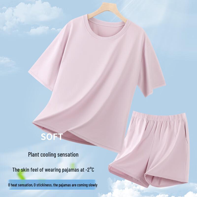 Jingshuran Women s Cotton Blend Loungewear Shorts Set M светло-фиолетовый