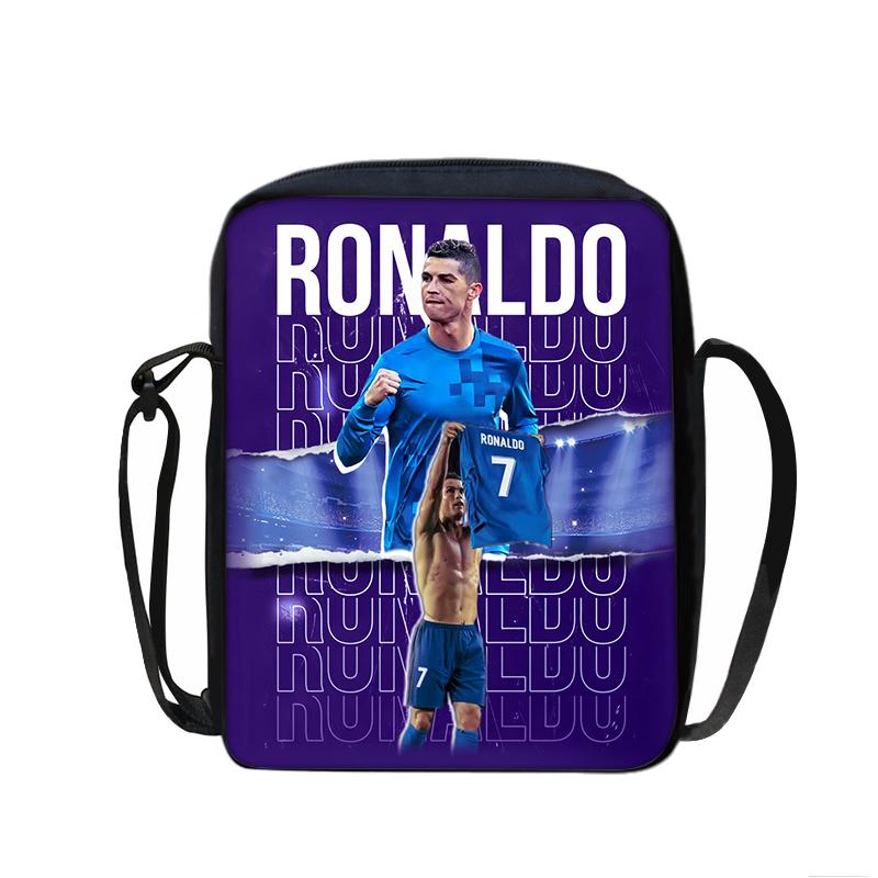 Voetbalster Schooltassen Telefoon Tas Boodschappentas Ronaldo Bedrukt Leren, Reizen Schouder Messenger Tas Handtas Beste Cadeau