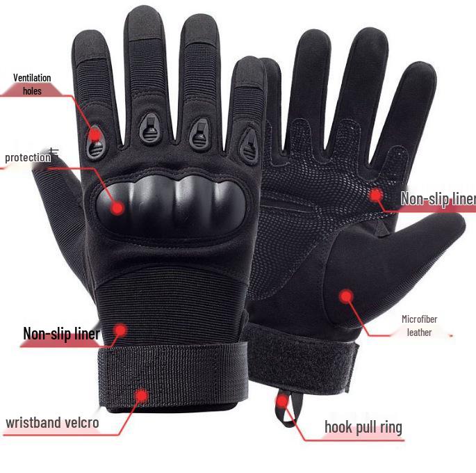 Men's Tactical Non-Slip Hard Shell Combat Gloves for Outdoor Training and Cycling.