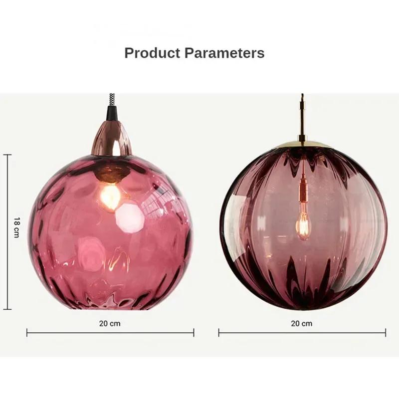 Nordic Luxury Colorful Glass Pendant Light Modern Living Room LED Chandelier Classical Glass Lampshade Home Decoration Gloss