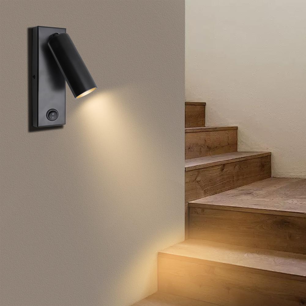 Modern 3W LED Bedside Lamp Rotatable Design Indoor Hotel Reading Light for Bedroom Living Room Home Decorative Wall Light IP44