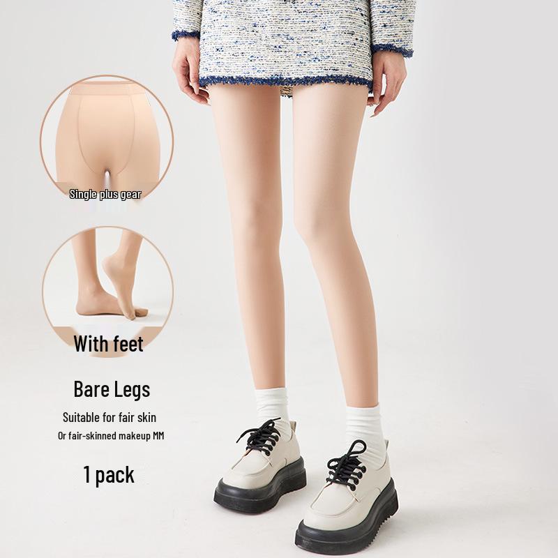 BONAS Women's Nude Velvet Fleece-Lined Pantyhose - Thick, Warm Leggings for Spring and Autumn