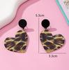Leopard Print Acrylic Heart Earrings - Chic, Versatile, and Trendy Design