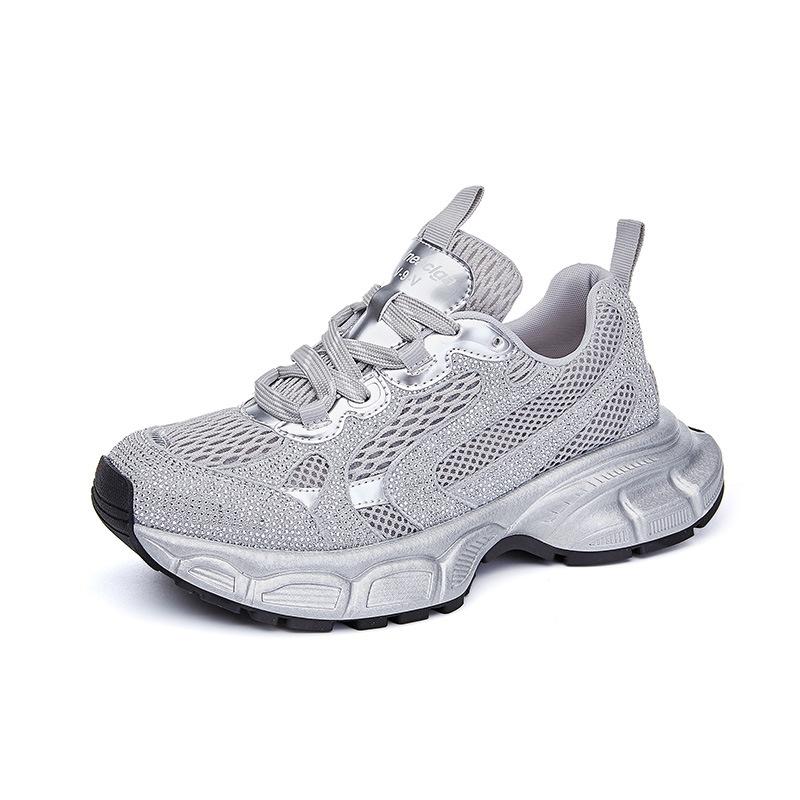 Neue Dad-Schuhe Damen 2025 Frühling Plateau glänzende Sportschuhe Damen lässige Laufschuhe vielseitige Damenschuhe