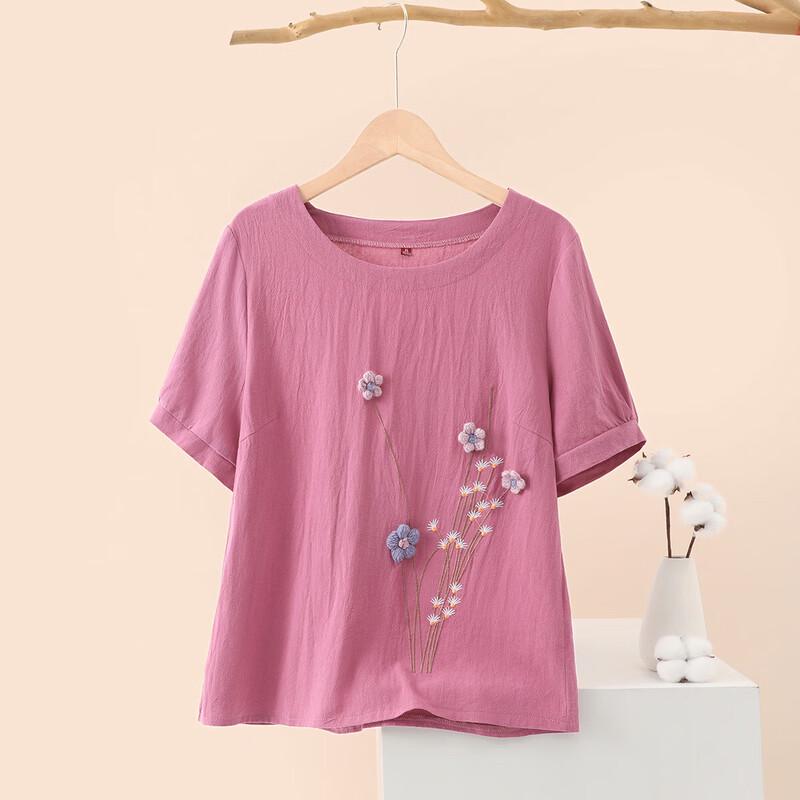 

Pure Cotton Round Neck Women s Shirt 4XL