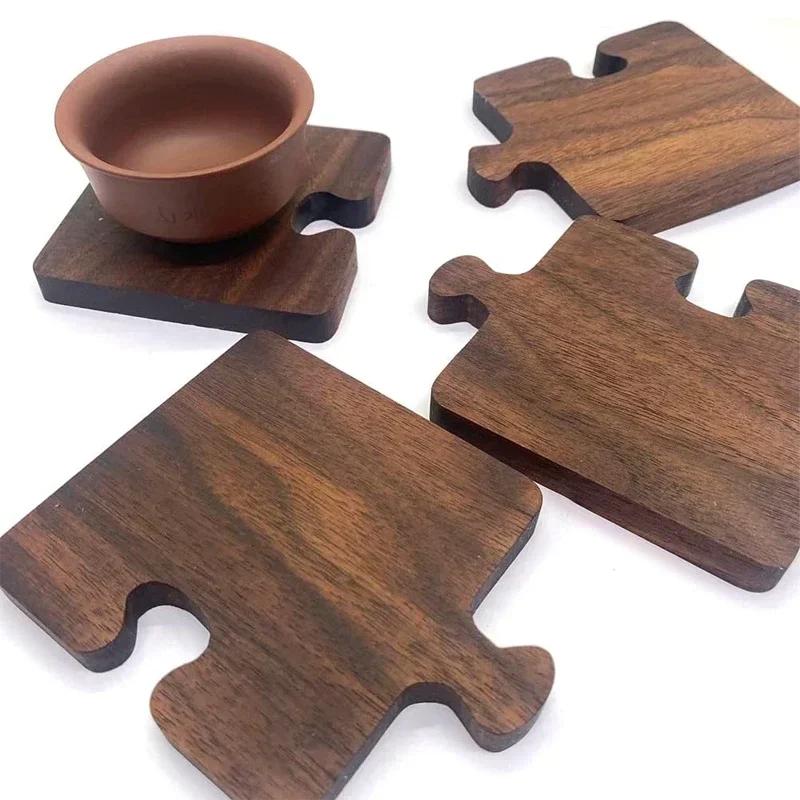 Walnuss-Untersetzer, Holzscheit-Untersetzer, Restaurant-Dekor, Massivholz, hitzebeständiger Tischplattenschutz, isolierter Holz-Puzzle-Kaffee-Untersetzer