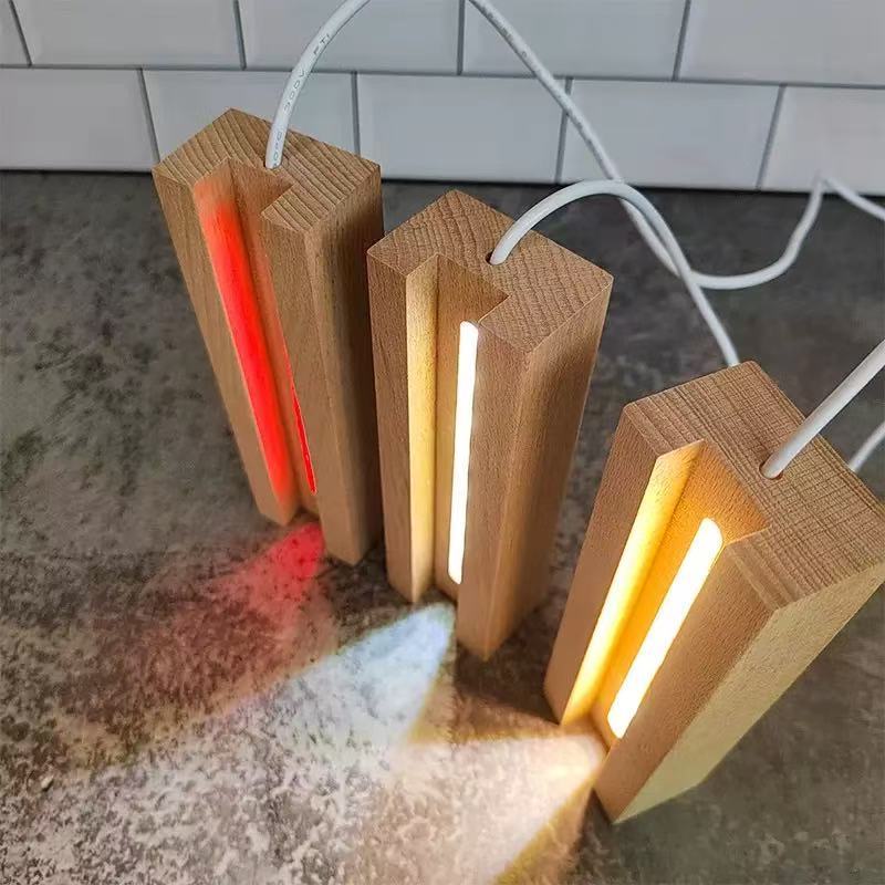 15mm 20mm Thick 15cm Long Wooden Display Base Stand for Custom 3D Photo Acrylic Blocks Led Lamps