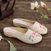 Cloth tow versatile embroidered bag head linen slippers low heel ethnic style mother shoes daily home home women's shoes
