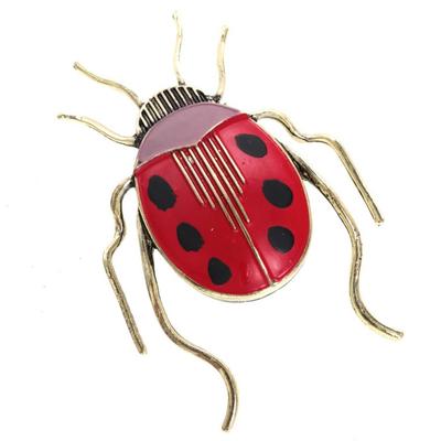 [Q5768] - Golden Red 'Scarabée' Designer Brooch - 70x50 Mm