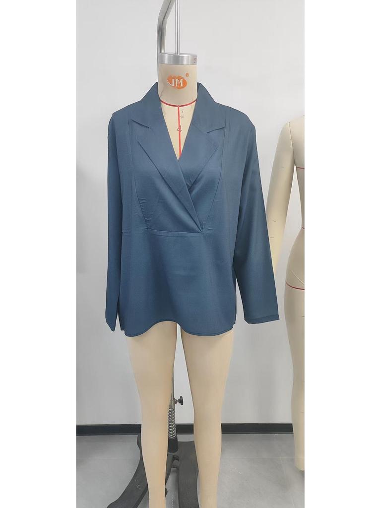 2025 Trendy European & American Women's Solid Suit Collar Shirt for Spring & Summer