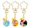 Hana Chirimen Kaleidoscope Japanese Pattern Chirimen Keychain with Bell Made In Japan Souvenir 1 Red and [ZOON] (Set (Sky Blue, Yamabuki, Black))