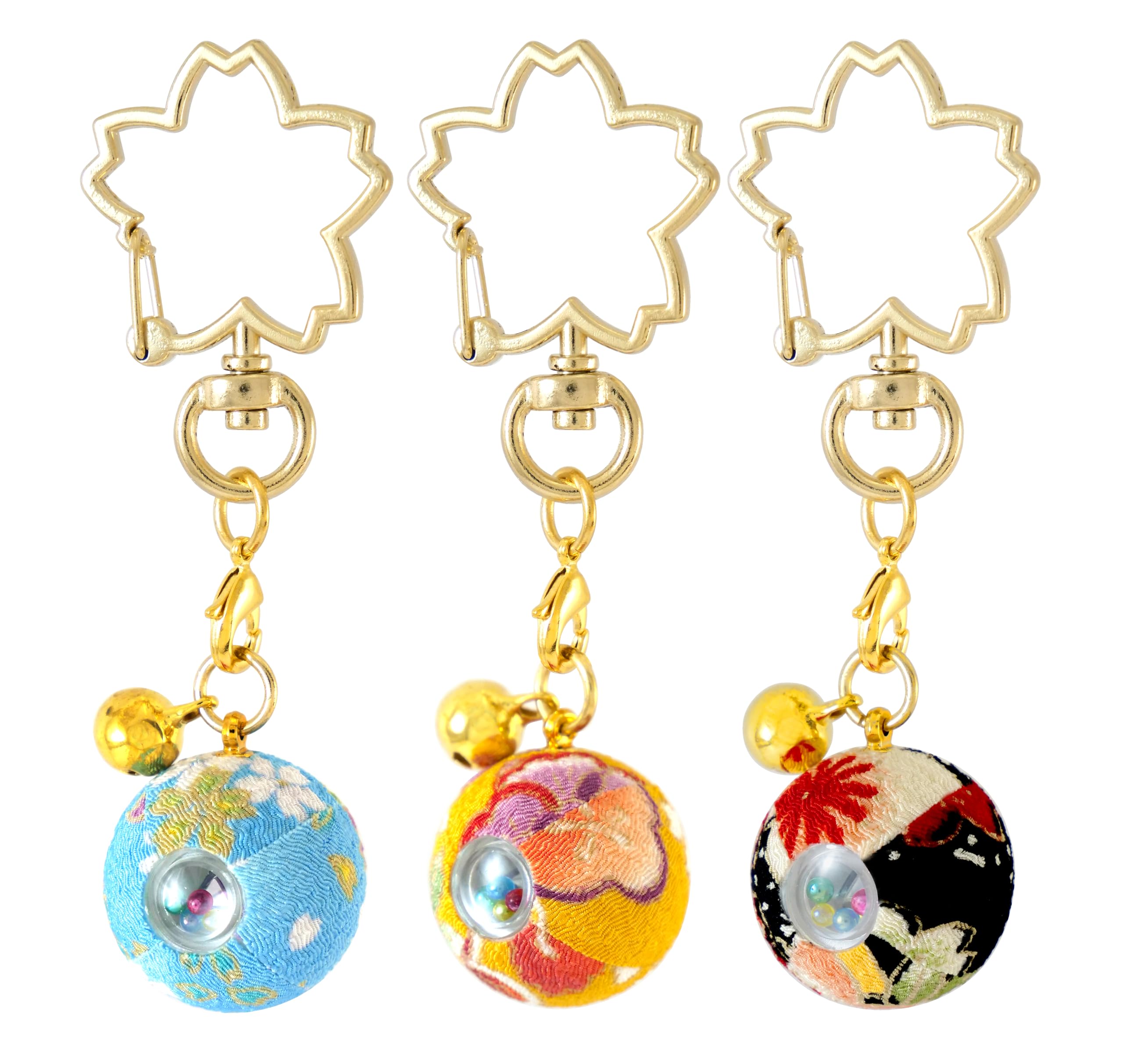 

Hana Chirimen Kaleidoscope Japanese Pattern Chirimen Keychain with Bell Made in Japan Souvenir 1 Red and [ZOON] (Set (Sky Blue, Yamabuki, Black))