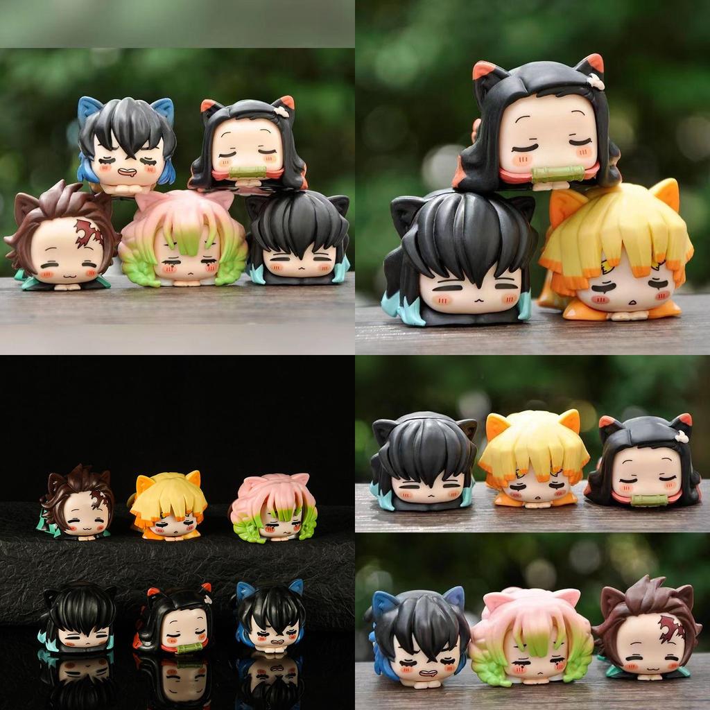 High-quality Pvc Demon Slayer Collectible Figures Set Of Six With Tanjiro Nezuko Zenitsu