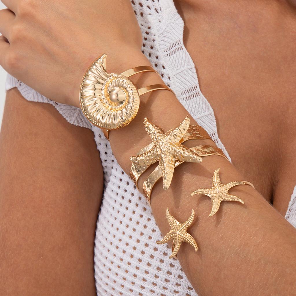 Fashion Exaggerated Starfish Conch Bracelet Bracelet Design Sense Metal Scallop Shell Open Bracelet
