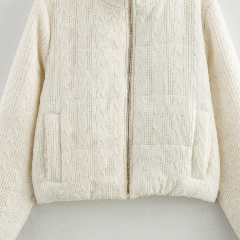 Womens Winter Warm Cotton Padded Jacket Stand Collar Short Coat Street Style Thick Knit Outerwear