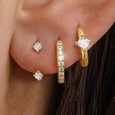 3PCS Shiny Crystal Huggie Hoop Earring Set Women Fashion Cartilage Hoops Earring Bulk Helix Jewelry Lobe Stud Piercing Orelha