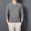 Men's V-neck Self-heating Long Sleeve German Velvet Shirt - Warm, Solid Color Autumn/Winter 2021
