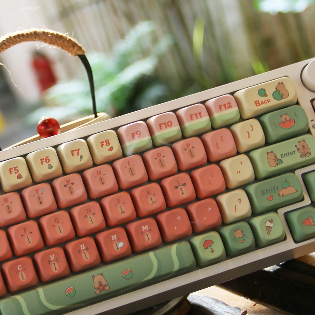 MOA Capybara Watermelon Profile Keycaps, 131 Keys, Dye-Sub PBT, pro mechanické klávesnice Gateron a Cherry MX
