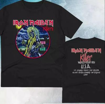 Iron Maiden Killer World Tour 1981 T-shirt Concert Double Sided