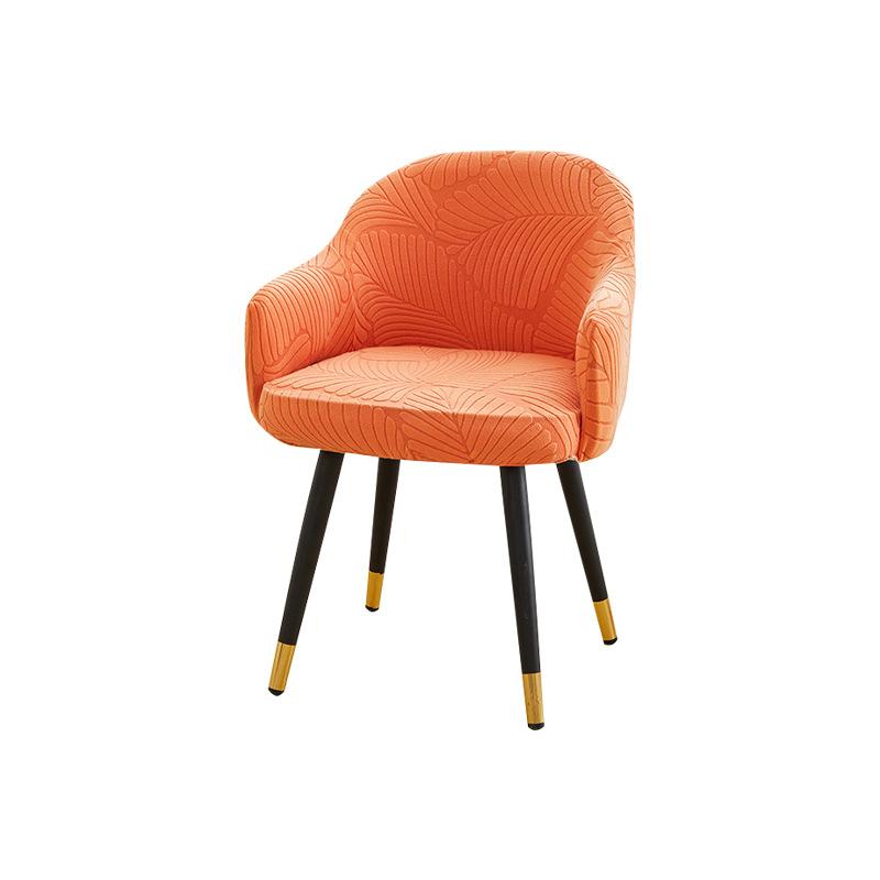 Curved Dining Chair Cover Simple Large Leaf Carved Velvet Makeup Chair Cover Elastic All-inclusive Universal High Armchair Cover