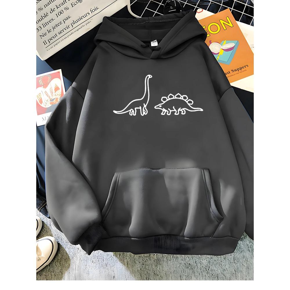 Kawaii Dinosaurier Print Hoodies Damen Weich Warm Locker Lässig Sportbekleidung Damen Sweatshirt Fleece Damen Kleidung 2023