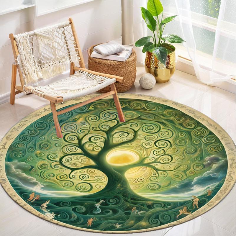 1Pc Tree of Life Circular Print Rug - home decoration Carpet For Living Room Bedroom Flooring Computer Chair Area Rug
