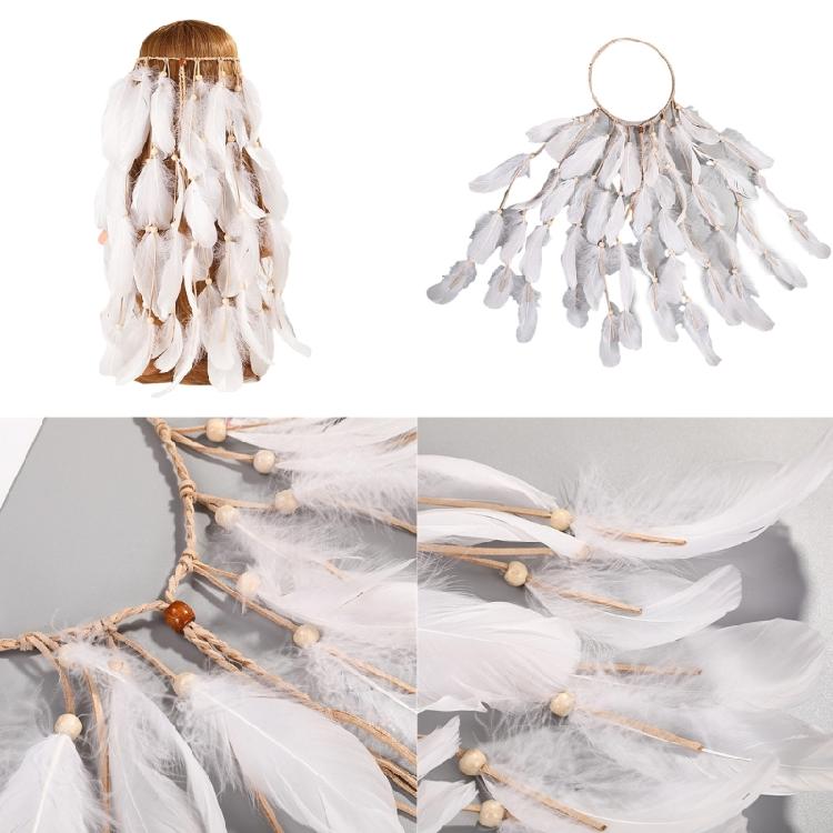 White Feather Hairband Ethnic Headbands Festival Wedding Hair Hoop for Girl