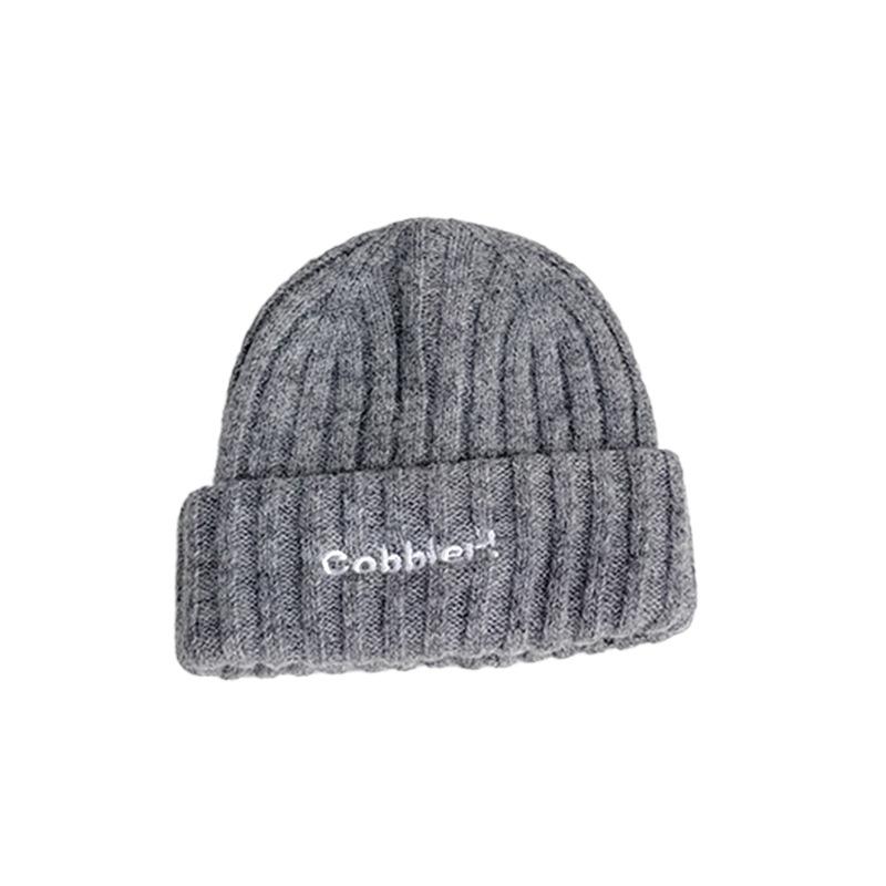 Autumn and Winter New Style English Embroidered Knitted Hat for Boys and Girls Stylish and Versatile Woolen Hat  Simple Ear Protection Hat