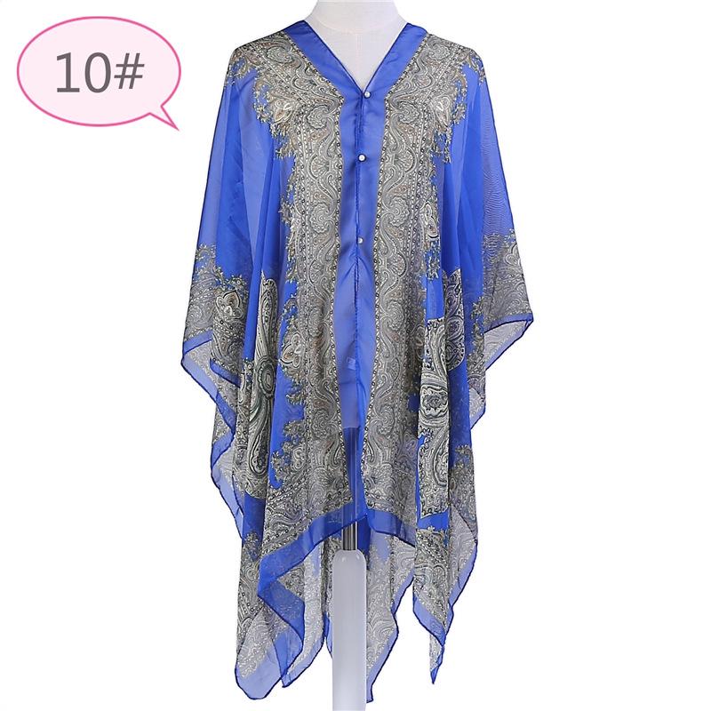 

Женский шифоновый кардиган средней длины, защита от солнца, пляжная шаль, повседневная верхняя одежда для отпуска 160*100 cm
