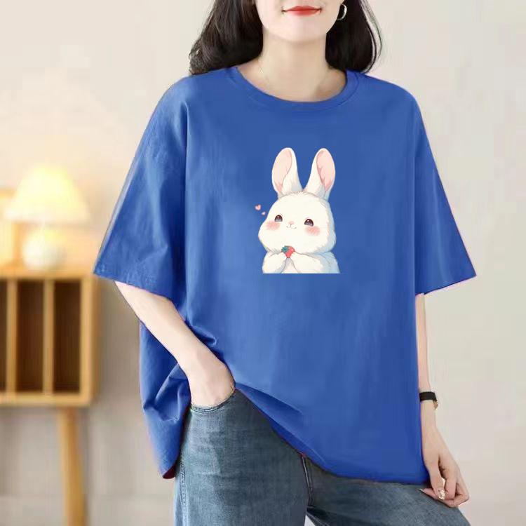 Loose Cotton Short-sleeved T-shirt Ladies Summer New Blouse Women Round Neck